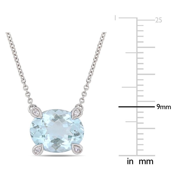 Pear-Shaped Simulated Aquamarine and Lab-Created White Topaz Station  Necklace in Sterling Silver | Zales